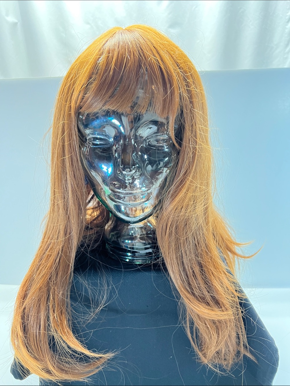 Chestnut Brown Long Straight Wig with Bangs - Women Hair